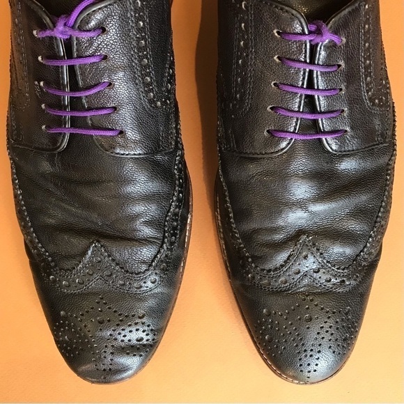Cole Haan Black Leather Wingtip Brogue Oxfords, Size 10 - Picture 4 of 15